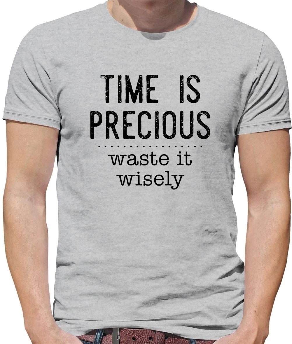 Time Is Precious, Waste It Wisely - Mens T-Shirt - Funny Slogan Gift Lazy