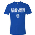 🔥 Real Men Fight Crime T shirt Funny US police officer gift tee thin blue line