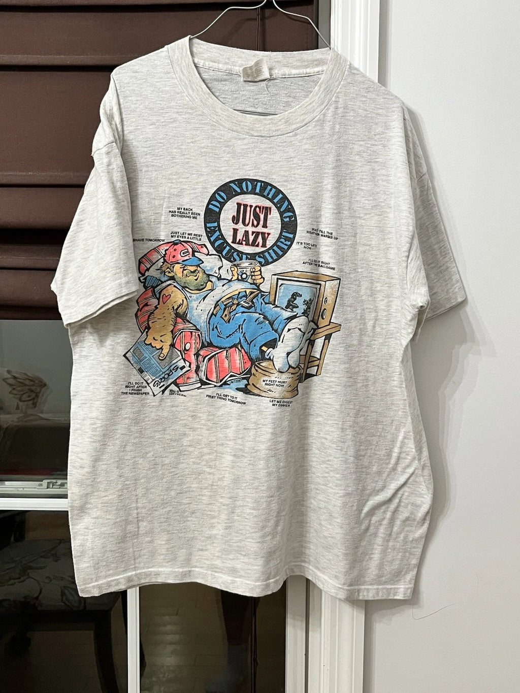 Vintage 90s TNT Trau & Loevner Mens XL Do Nothing Just Lazy Graphic Tee Funny