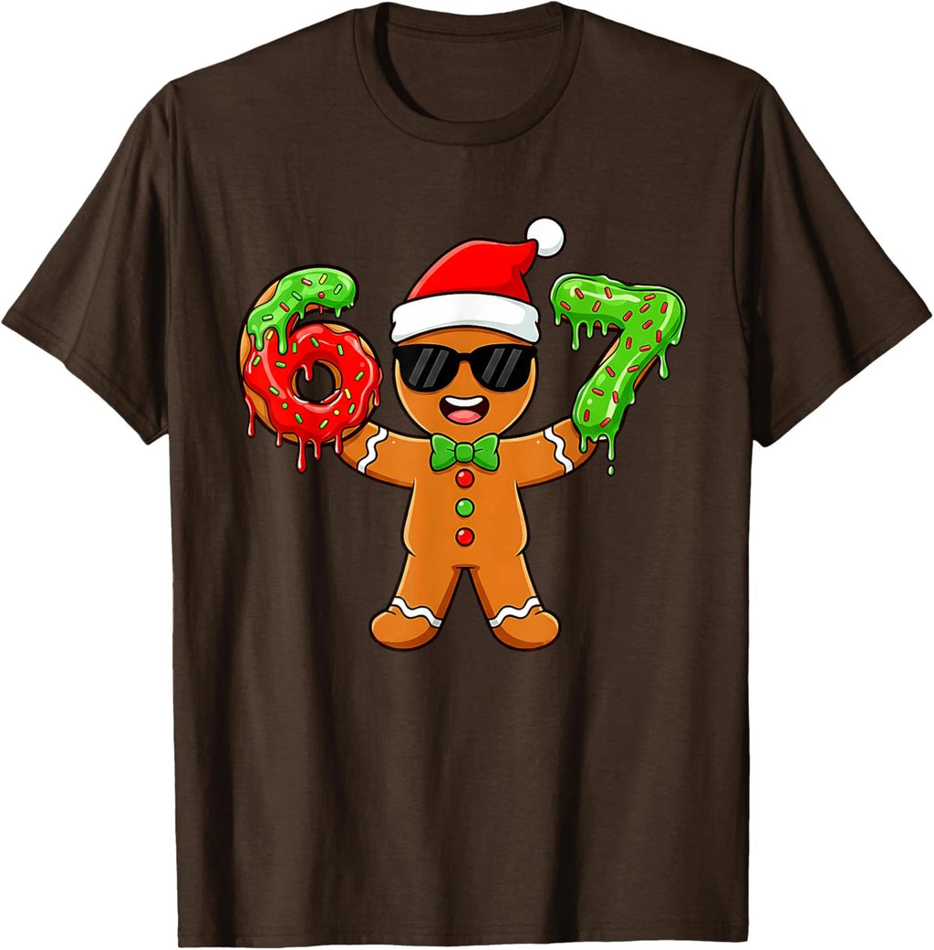 Gingerbread Six Seven 67 Meme 6 7 Funny Christmas Unisex T-Shirt