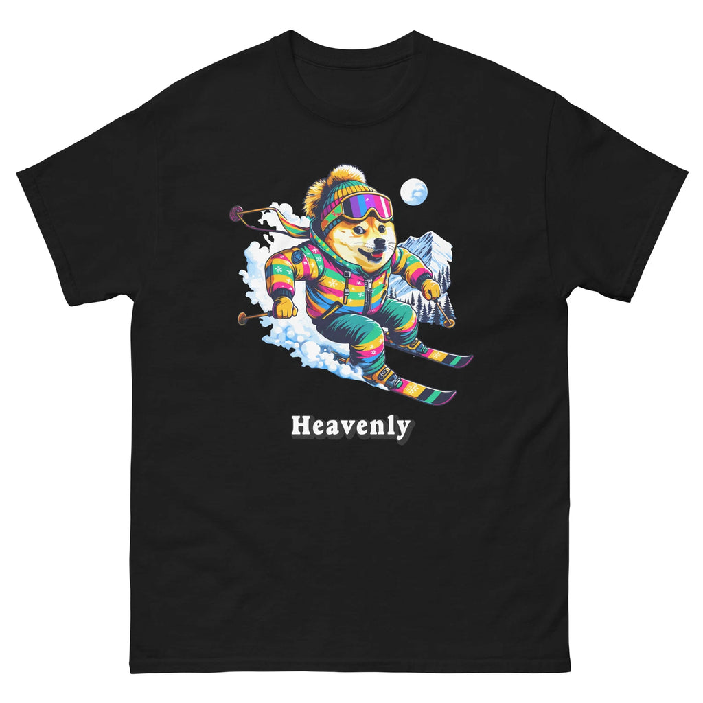 Heavenly Doge Skiing Funny Ski Skier Dog Meme Cute Shirt T-Shirt