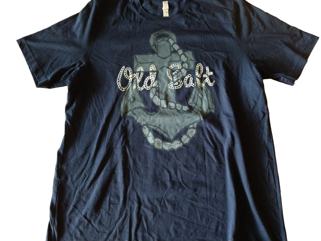 Canvas Men's Shirt XL Blue Old Salt Sailor Navy Anchor Funny Humor Fishing