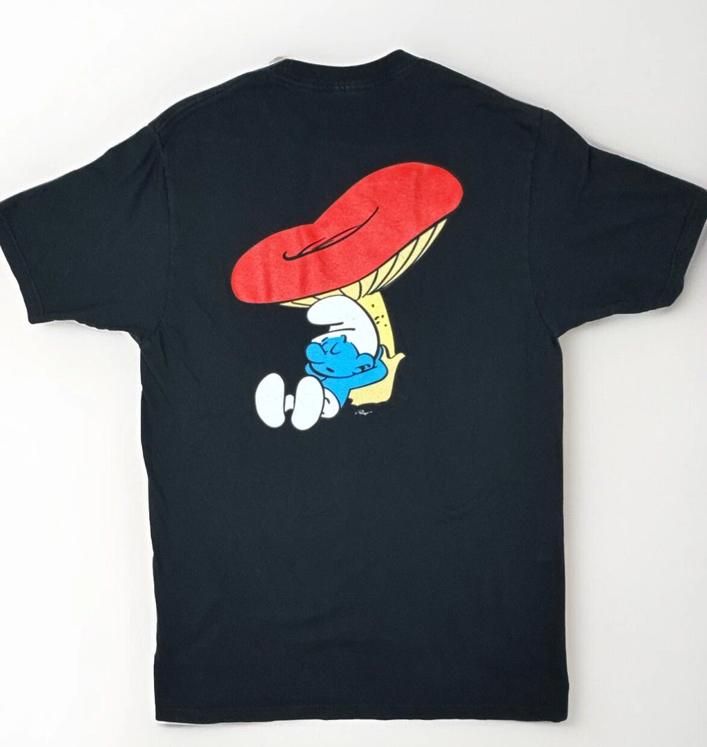 Smurfs T Shirt Black Size med Yawn Sleepy Lazy