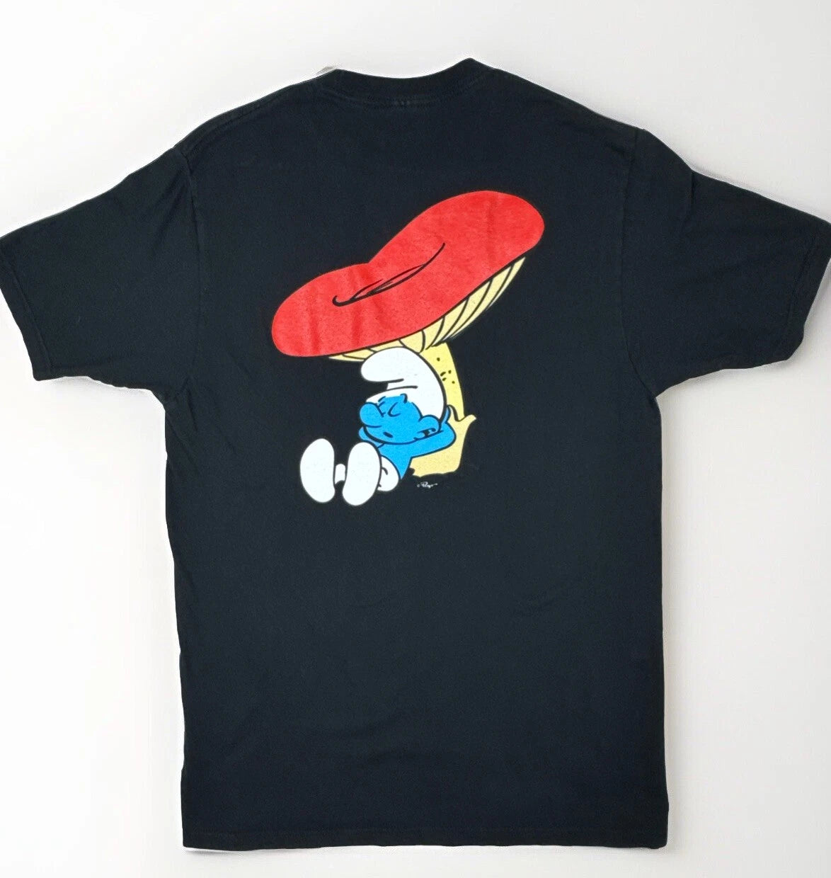 Smurfs T Shirt Black Size med Yawn Sleepy Lazy