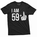 Men's 60th Birthday T-shirt Papa Grandpa Dad 59+ middle finger offensive shirt