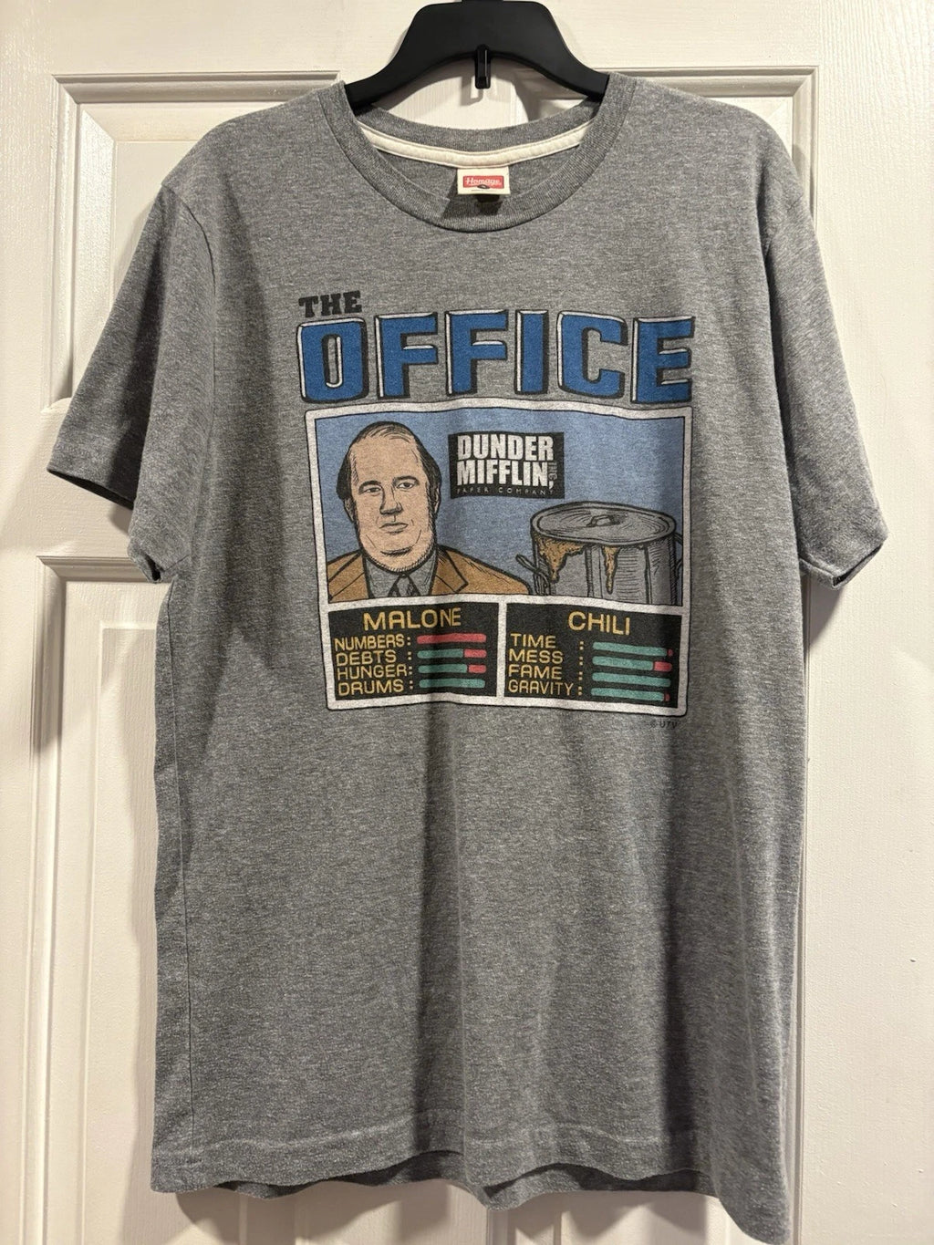 Homage Gray Malone The Office Graphic Cotton Blend T-Shirt Men's S Short Sleeve