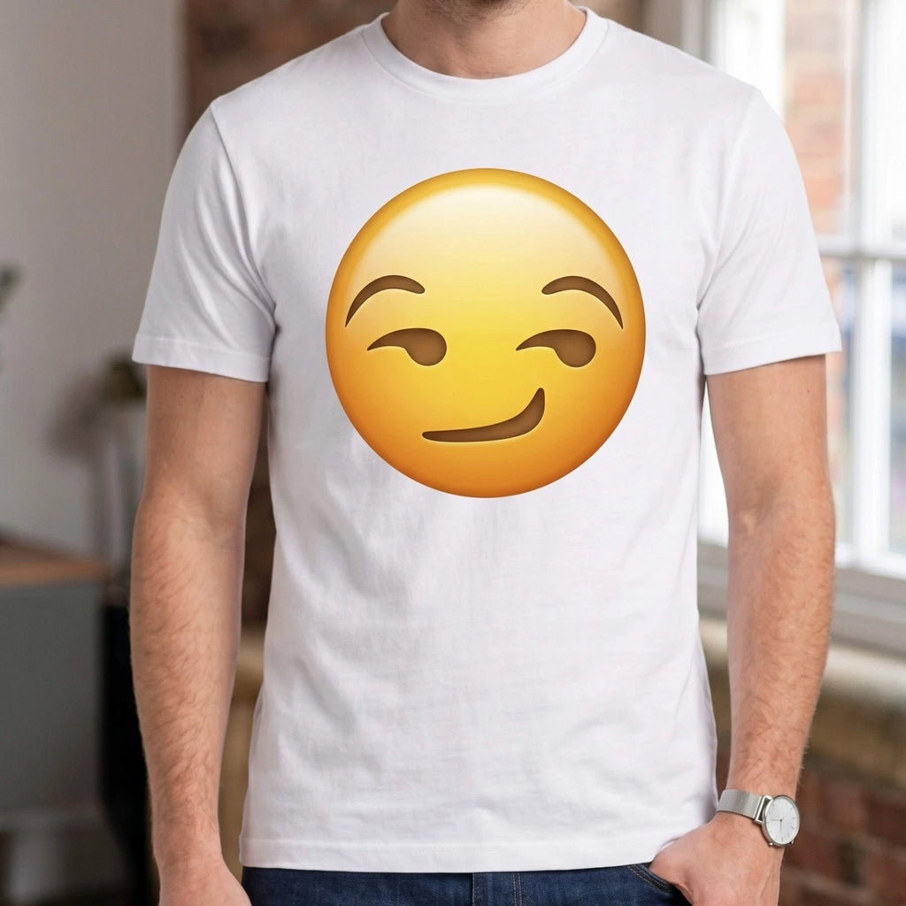 Smirking Face Emoji T-Shirt Funny Meme Graphic Tee Unisex Streetwear UK