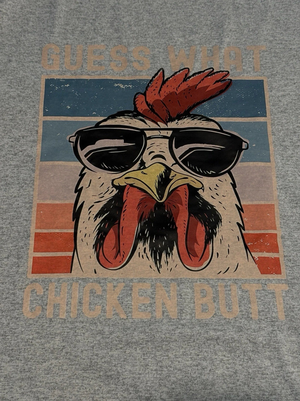 Guess What Chicken Butt - Funny Chicken Meme T-Shirt SKU193 Gray