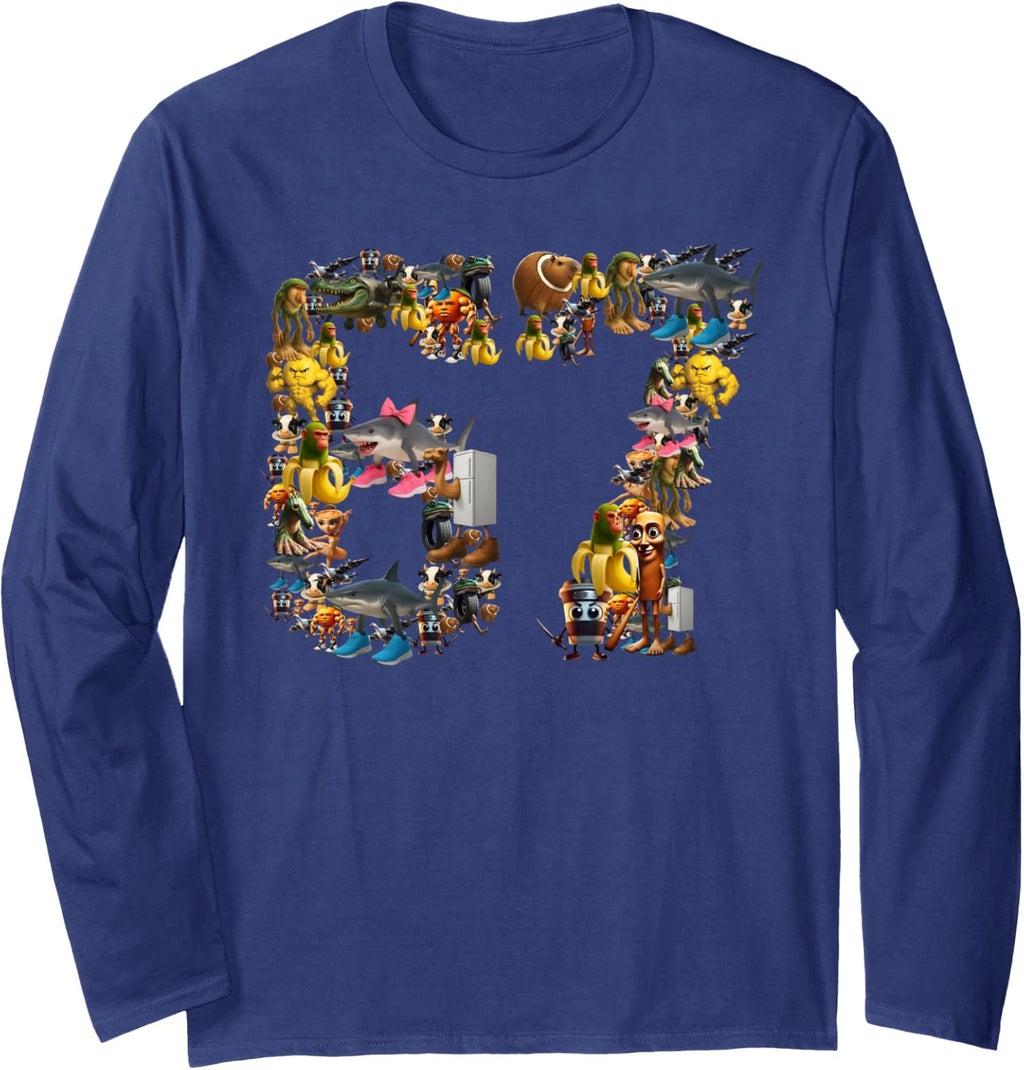 Six Seven Birthday Meme Viral Italian Brainrot Long Sleeve T-Shirt