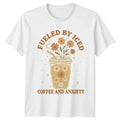 Fueled By Iced Coffee And Womens T-Shirt Boho Floral Coffee Humor