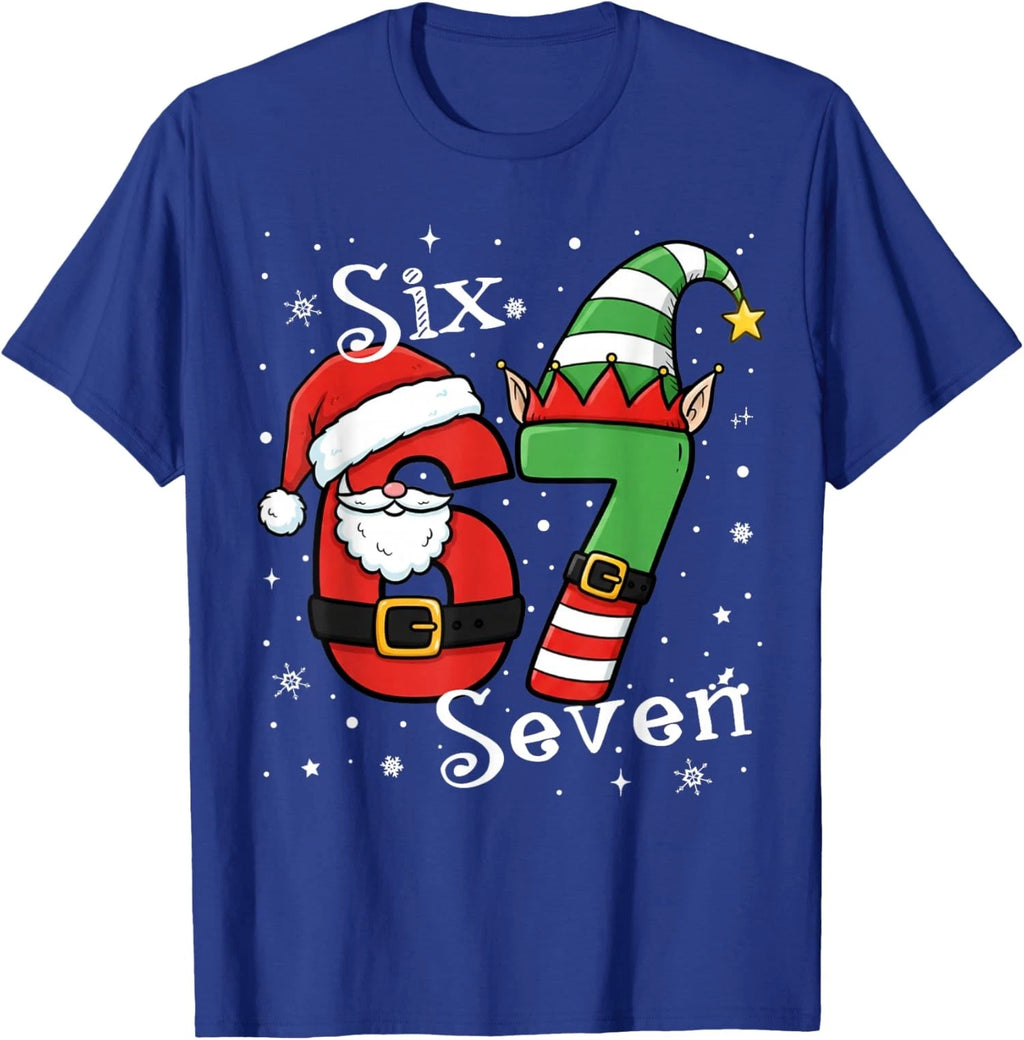 Funny Six Seven 67 Meme 6 7 Elf Santa Christmas Unisex T-Shirt