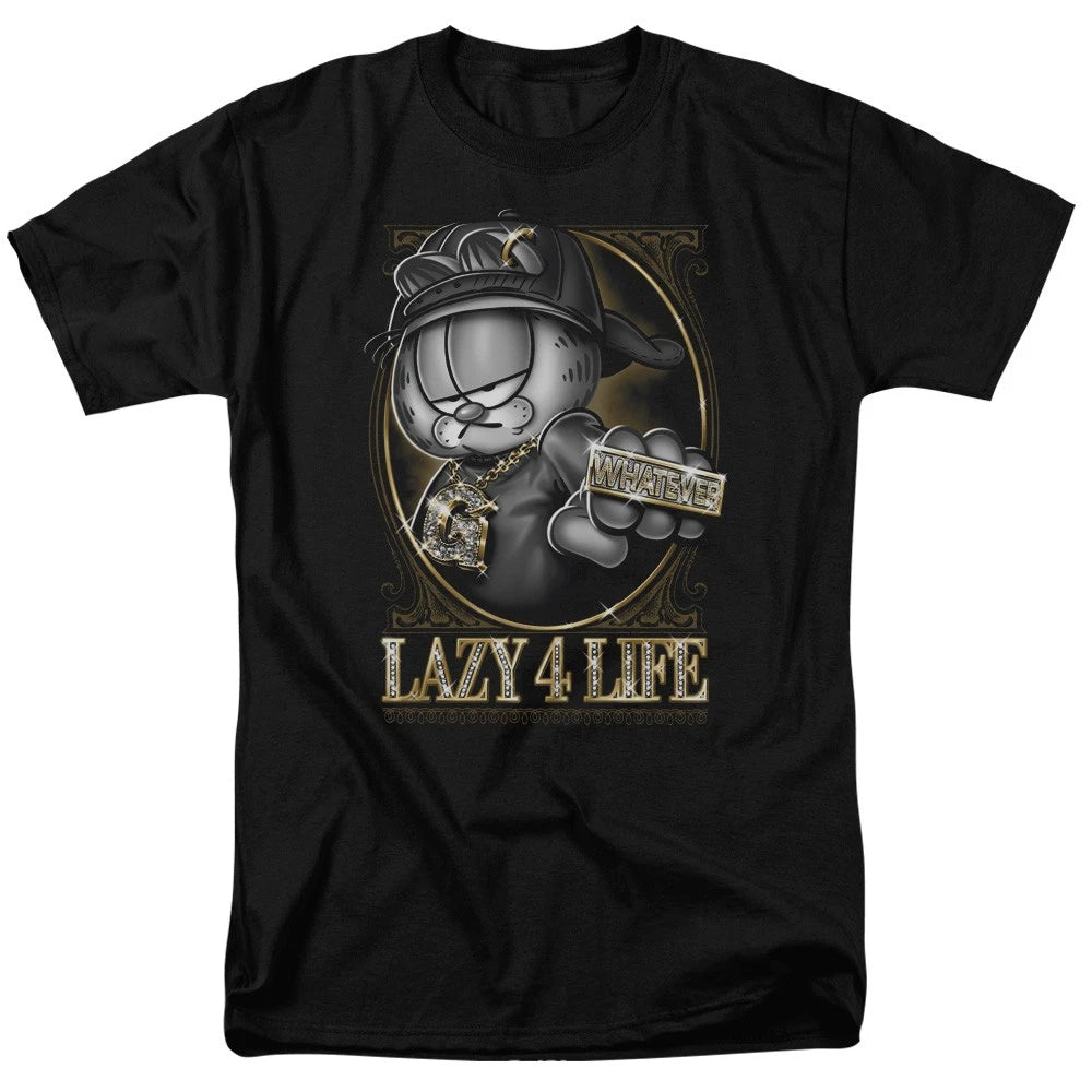 Garfield - Lazy 4 Life - Adult Unisex Short Sleeve T-Shirt - Black