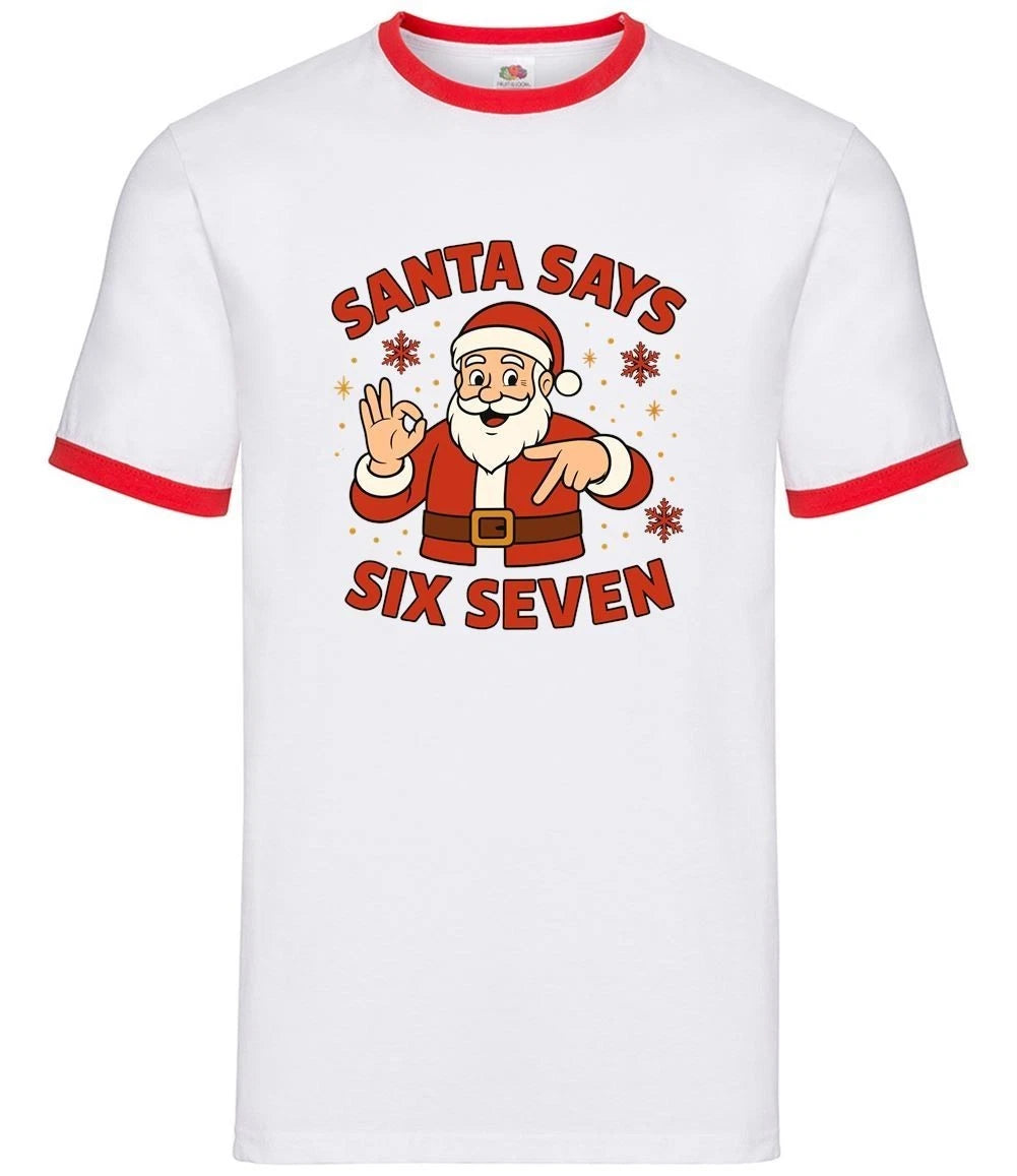Santa Es De Seis Siete 6-7 - Hombre Ringer - Meme Brainrot Divertido 6 7