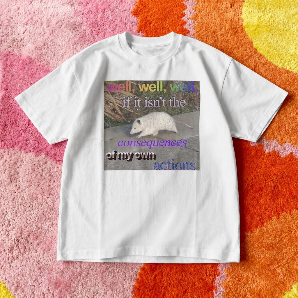 Funny Opossum T-Shirt - Consequences of My Own Actions Shirt - Ironic Meme