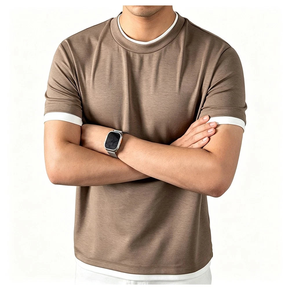 Polyester Men's Short Sleeve T-Shirt Moderate Stretch Cool Comfort Fit