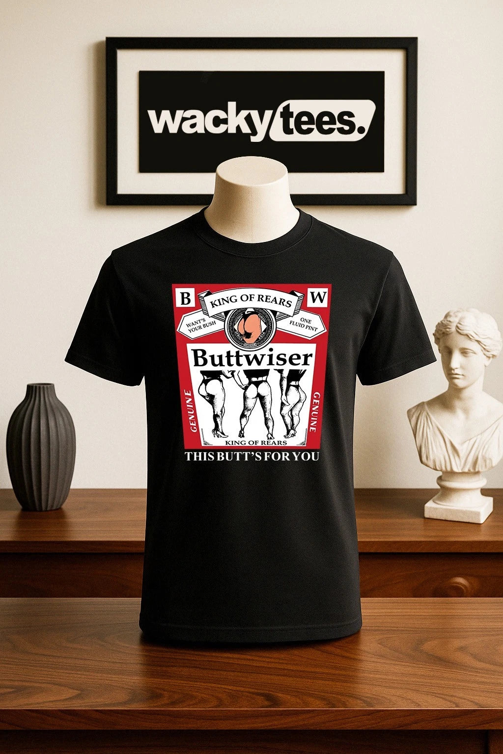 Buttwiser King of Rears Funny Adult Humor Style Graphic Tee Shirt