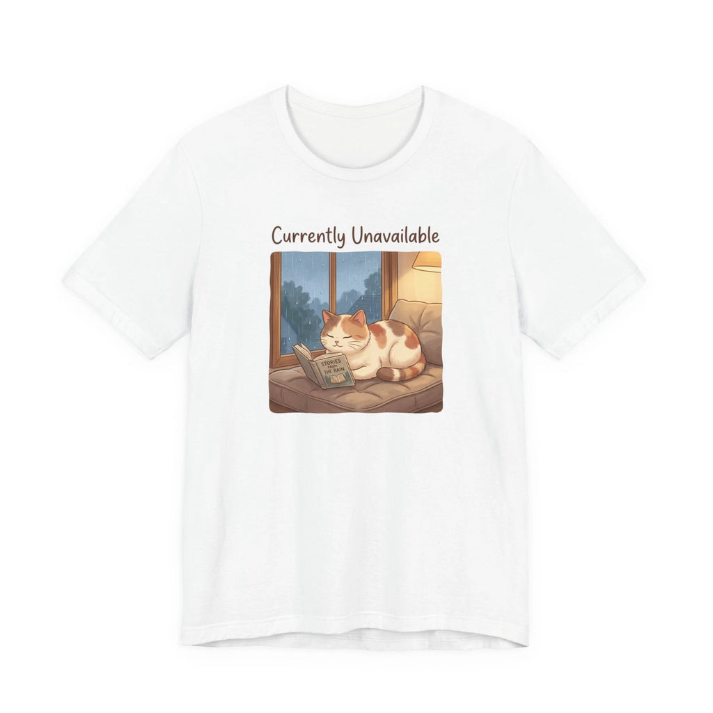 Currently Unavailable Cat Reading T-Shirt Funny Introvert Bookworm Tee Unisex