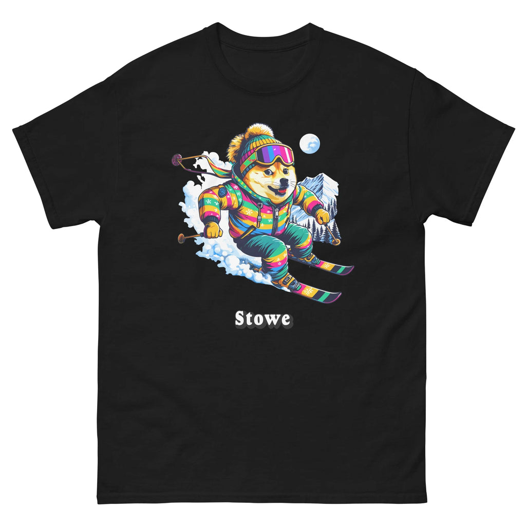 Stowe Doge Skiing Funny Ski Skier Dog Meme Cute Shirt T-Shirt