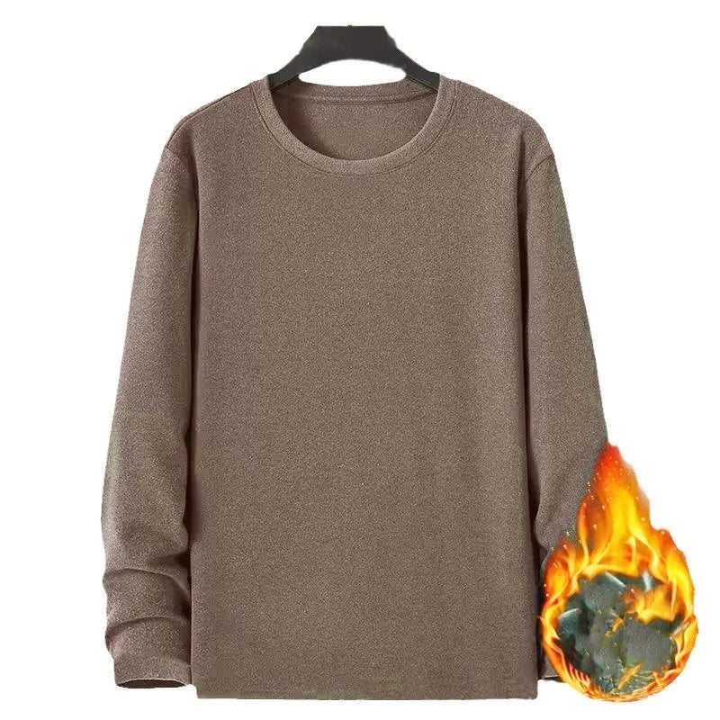 Mens Loose Round Neck Velvet Top Long Sleeve Casual Fit All Year Round