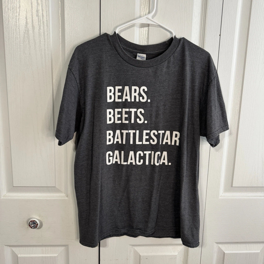 Gildan Bears Beets Battlestar Galactica Dwight Schrute Short Sleeve Tee Size L