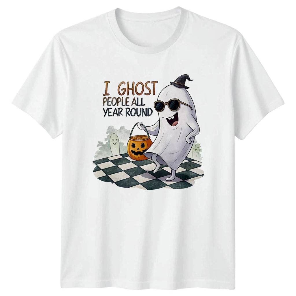 I Ghost People All Year T-Shirt Introvert Halloween Gift For Him And Her