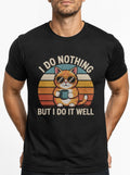 Funny Cat T-Shirt Lazy Cat Coffee Shirt Retro Sunset Graphic Tee Unisex Gift