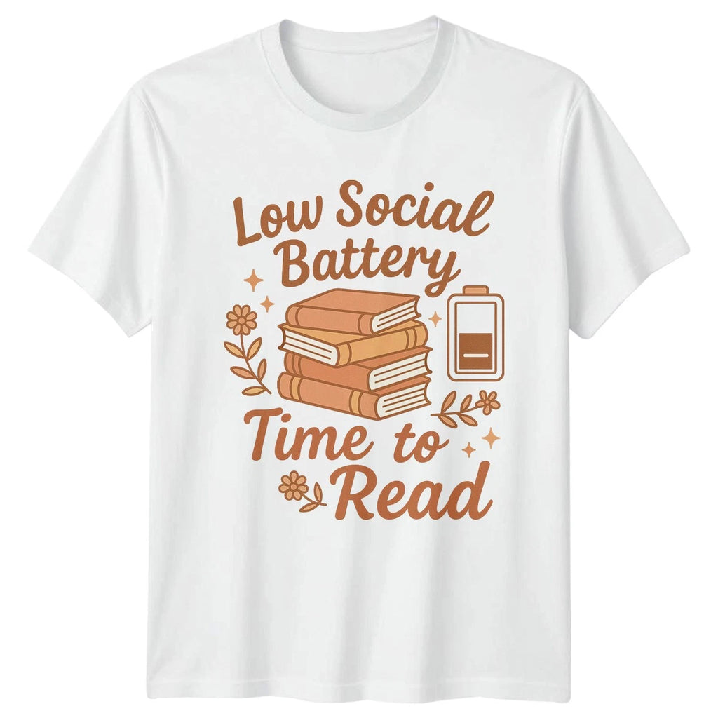 Low Social Battery Time To Read Reading Hobbies Mens Womens Graphic Tee