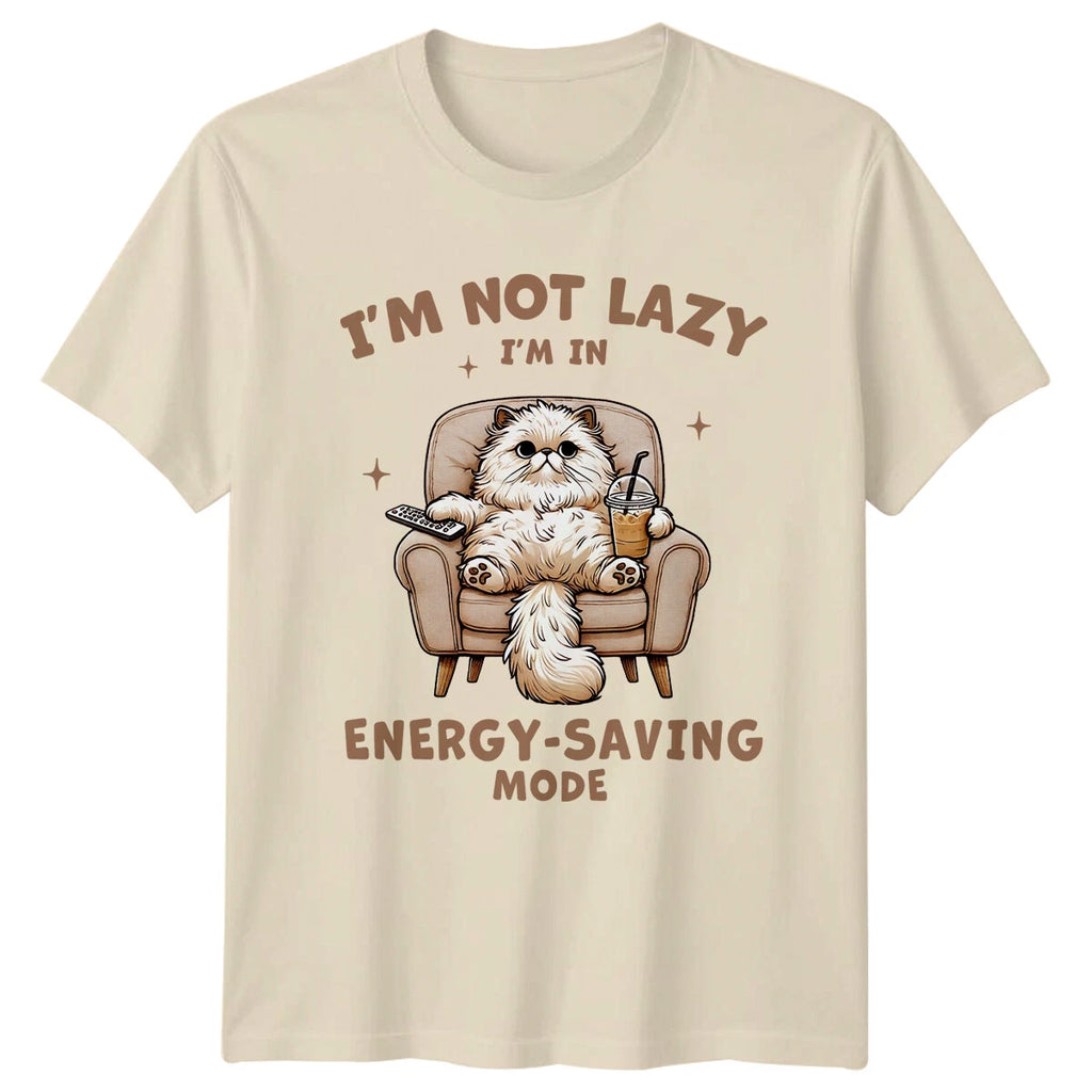 Funny Cat I'm Not Lazy I'm In Energy-Saving Mode Persian T-Shirt