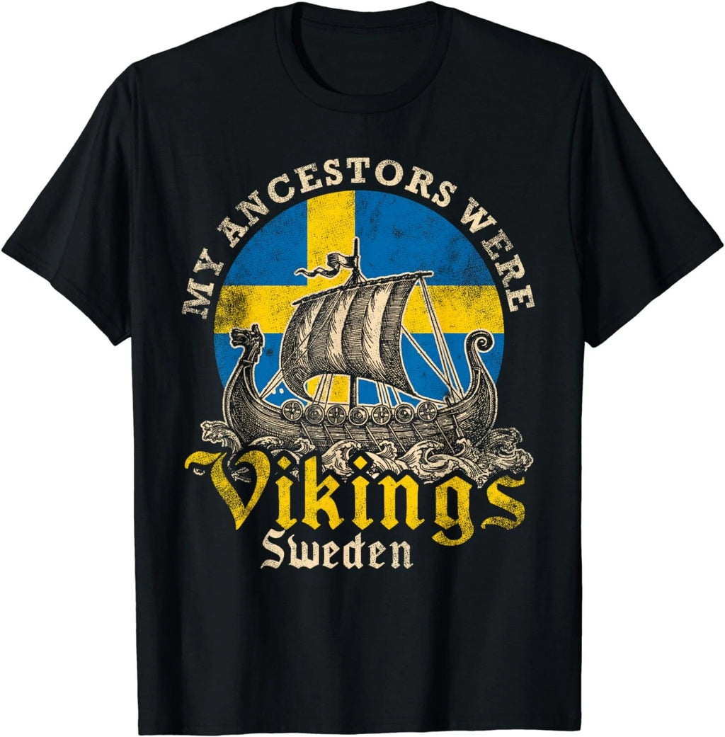 Swedish Sweden Swede Viking Ship Flag Gift Unisex T-Shirt