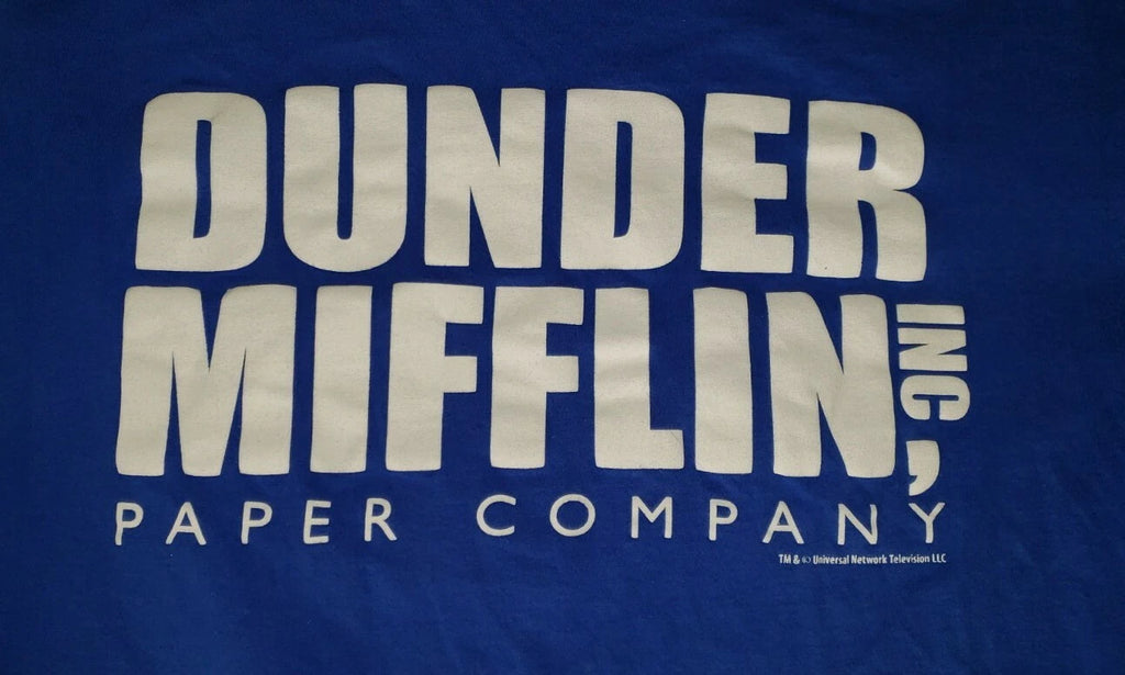THE OFFICE Dunder Mifflin  Blue Short Sleeve T-Shirt Mens MEDIUM preowned....B6