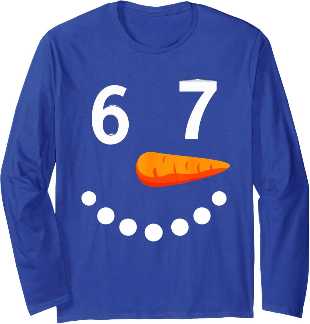 Six Seven Snowman Funny 67 Winter Meme Kids Long Sleeve T-Shirt
