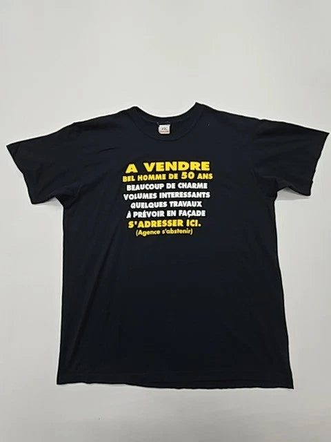 Screen Stars Men's Black Humor Graphic T-Shirt Size L