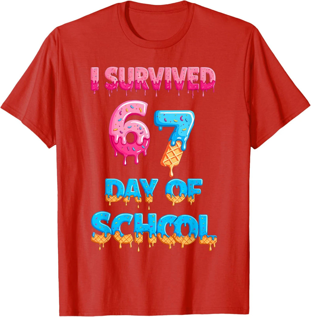 I Survived 67 Days of School Funny Meme Design Unisex T-Shirt