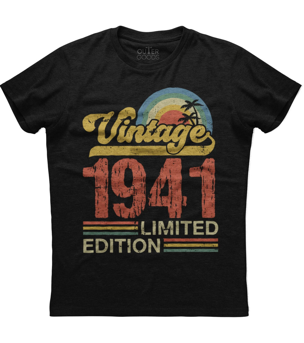 Birthday Gift Classic Old Vintage 1941 Limited Edition Rainbow Palm Tree T-shirt