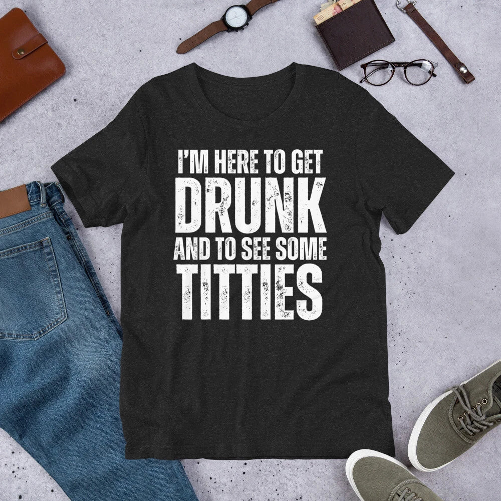 Drunk and Titties Funny Adult Humor Offensive Bar Drinking Shirt