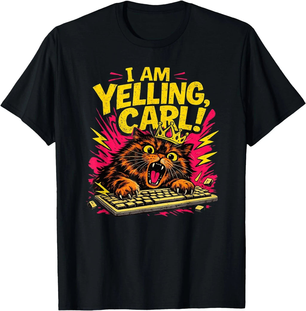 Funny I Am Yelling Carl Donut Cat Meme Graphic T-Shirt