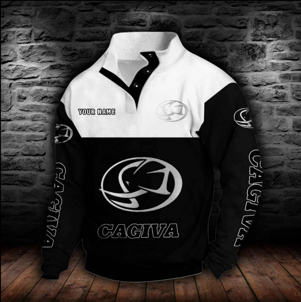 Cagiva Motorcycles Custom Name Stand Collar Sweatshirt