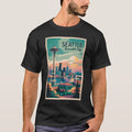 Seattle Washington Skyline Travel Art Vintage