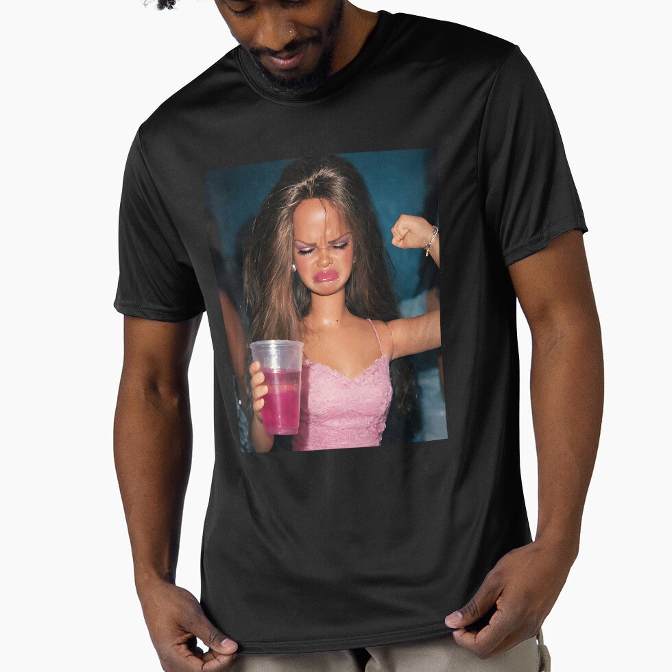 Doll Face Sarcastic Doll Girl Party Drinking Doll Meme by garyeyounge Unisex , , , Long Sleeve Tee