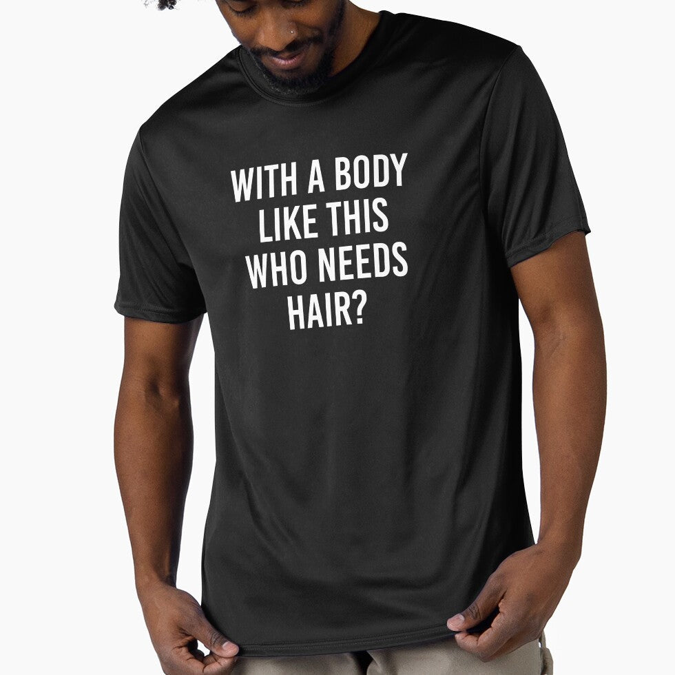 With A Body Like This Who Needs Hair Shirt. Father's day Shirt. Funny Dad joke Shirt. Funny Dad Sticker. Dad Socks. Gift for Father. Funny Husband Shirt. Gift for him. Papa Shirt. by Aknarin Thika