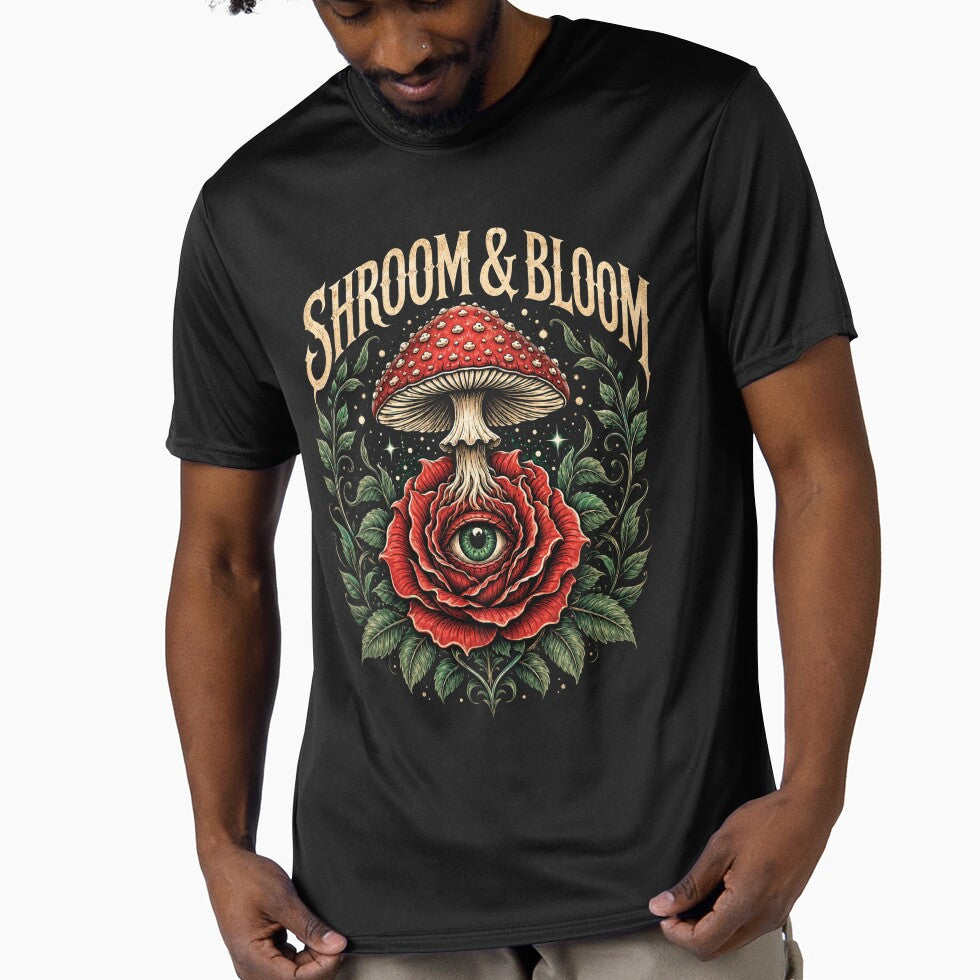 Shroom & Bloom – Psychedelic Mushroom Eye Flower Design by FocusedPatterns