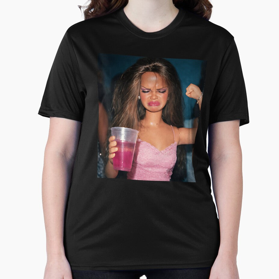 Doll Face Sarcastic Doll Girl Party Drinking Doll Meme by garyeyounge Unisex , , , Long Sleeve Tee