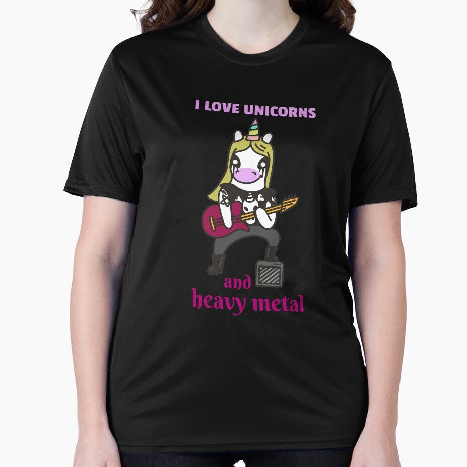 Cute Kawaii Heavy Metal Unicorn by plzLOOK Unisex , , , Long Sleeve Tee