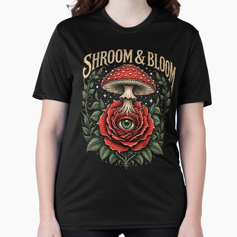 Shroom & Bloom – Psychedelic Mushroom Eye Flower Design by FocusedPatterns