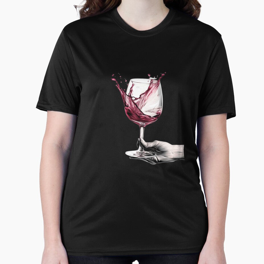 Sketch a hand holding a wine glass by Alper Billik Unisex , , , Long Sleeve Tee
