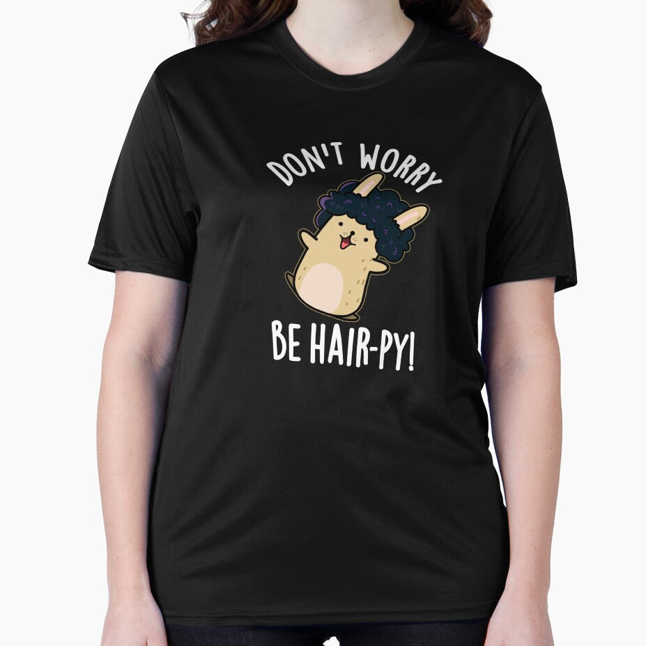 Don't Worry Be Hair-py Funny Hair Puns (Dark BG) by punnybone