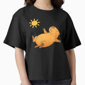 Capybara Sunbathing Belly Up – Cute Relaxed Capybara Lounging Illustration by digitalbitcraft