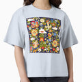 Imaginary Sensorial Garden with psychedelic eye-flowers, cloudy plants and magical birds by Dominiquevari