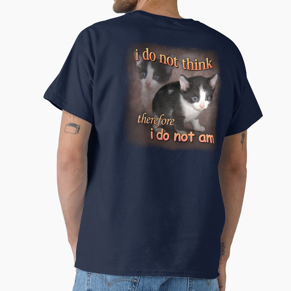 I do not think therefore I do not am - cat meme portrait by snazzyseagull Unisex , , , Long Sleeve Tee