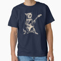 Rock Cat Playing Guitar Shirt,A Funny Guitar Cat , by chipmuckdesignn Unisex , , , Long Sleeve Tee